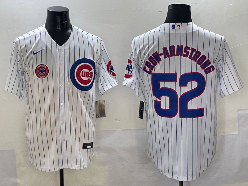Men Chicago Cubs #52 Crow-Armstrong White Stripe Game 2025 Nike MLB Jersey style 6